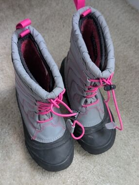 The North Face Kids Gray and Pink Insulated Snow Boots